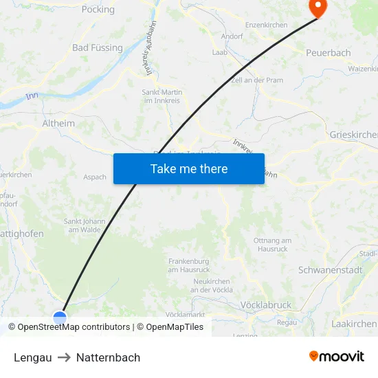 Lengau to Natternbach map