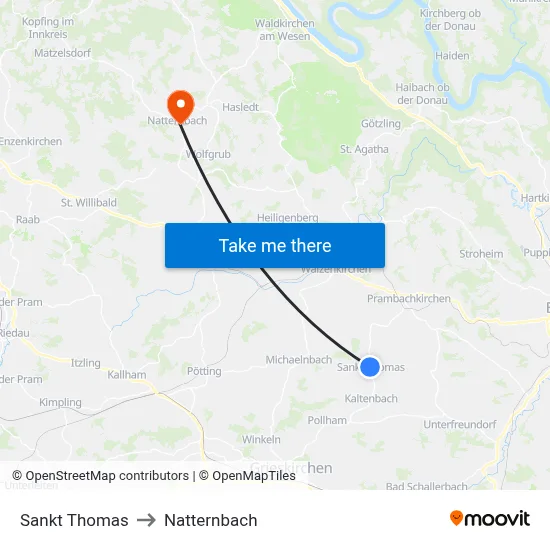 Sankt Thomas to Natternbach map