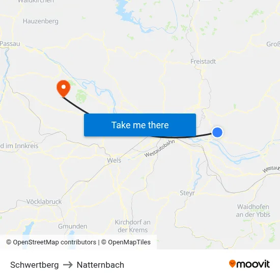 Schwertberg to Natternbach map