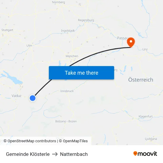 Gemeinde Klösterle to Natternbach map