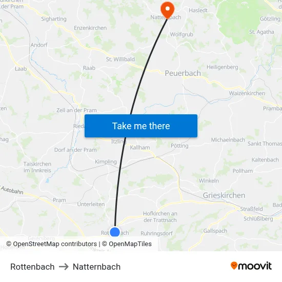 Rottenbach to Natternbach map