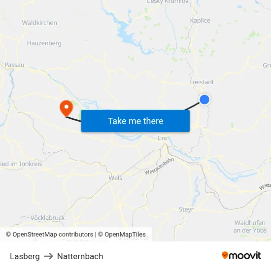 Lasberg to Natternbach map