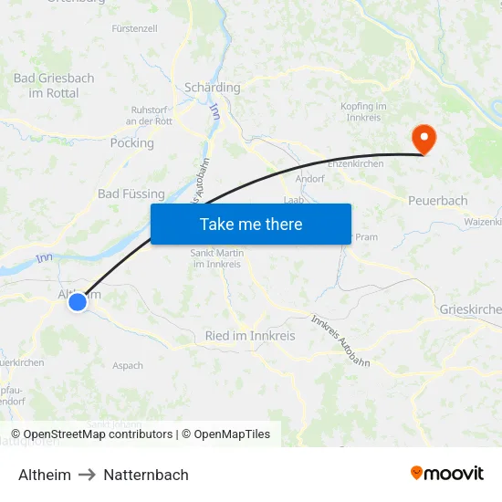 Altheim to Natternbach map