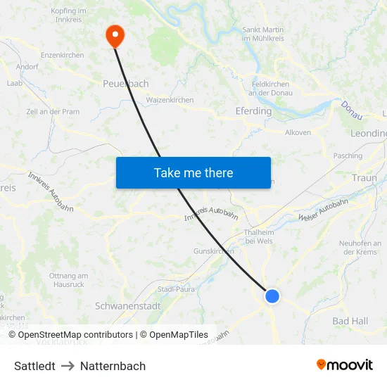 Sattledt to Natternbach map