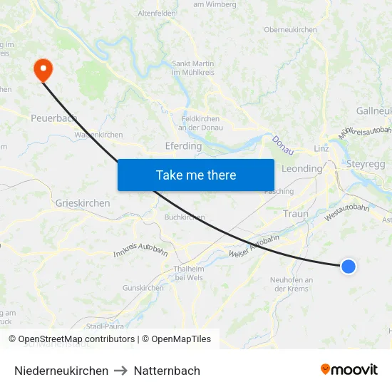 Niederneukirchen to Natternbach map