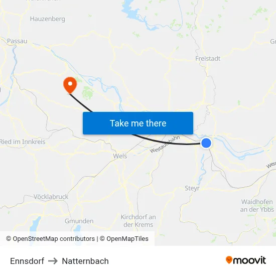 Ennsdorf to Natternbach map