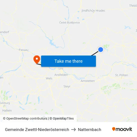 Gemeinde Zwettl-Niederösterreich to Natternbach map