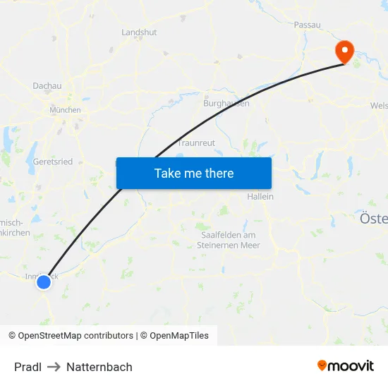 Pradl to Natternbach map