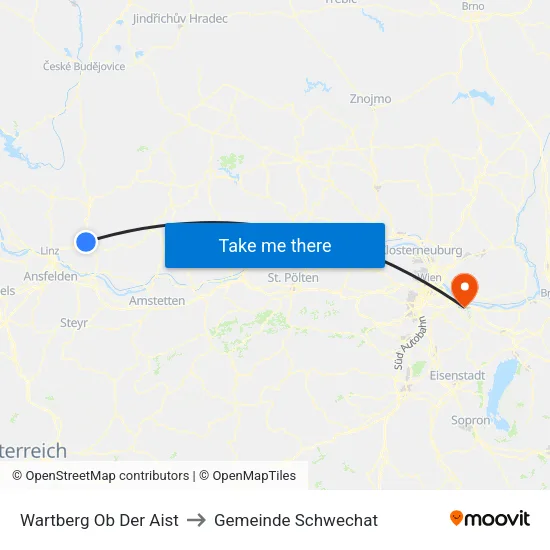 Wartberg Ob Der Aist to Gemeinde Schwechat map