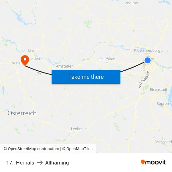 17., Hernals to Allhaming map