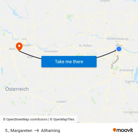 5., Margareten to Allhaming map
