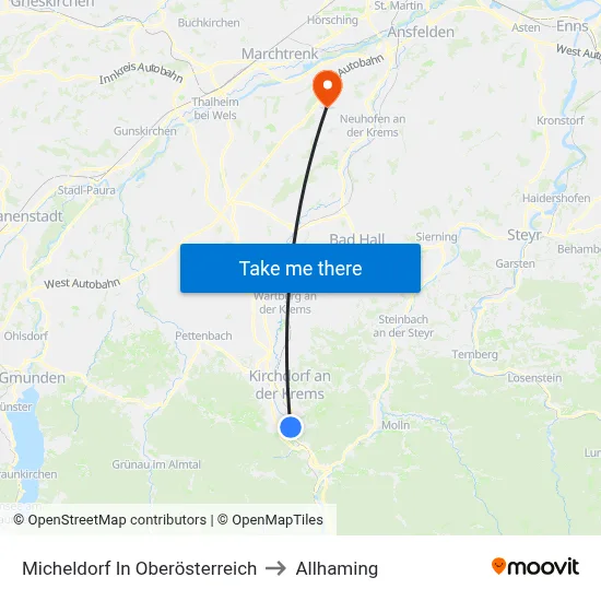 Micheldorf In Oberösterreich to Allhaming map
