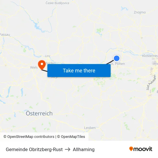 Gemeinde Obritzberg-Rust to Allhaming map