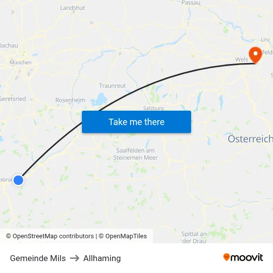 Gemeinde Mils to Allhaming map