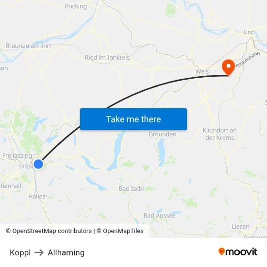 Koppl to Allhaming map