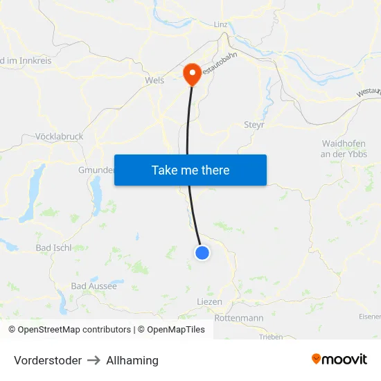 Vorderstoder to Allhaming map