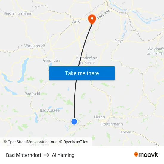 Bad Mitterndorf to Allhaming map
