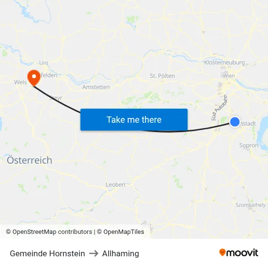 Gemeinde Hornstein to Allhaming map