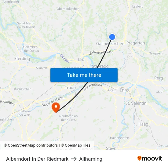 Alberndorf In Der Riedmark to Allhaming map