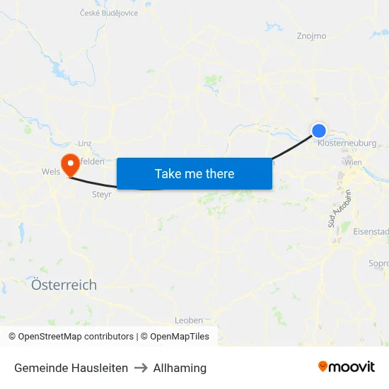 Gemeinde Hausleiten to Allhaming map