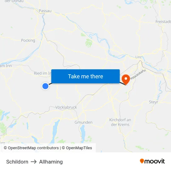 Schildorn to Allhaming map