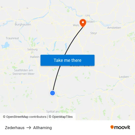 Zederhaus to Allhaming map