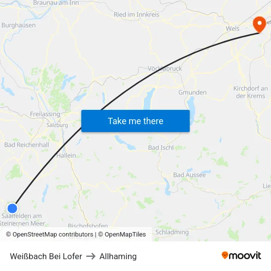 Weißbach Bei Lofer to Allhaming map
