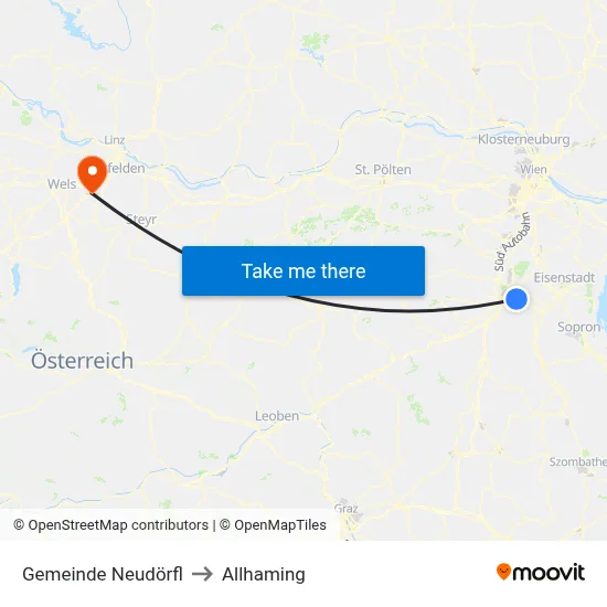 Gemeinde Neudörfl to Allhaming map