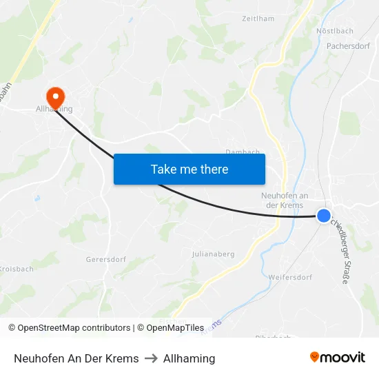 Neuhofen An Der Krems to Allhaming map