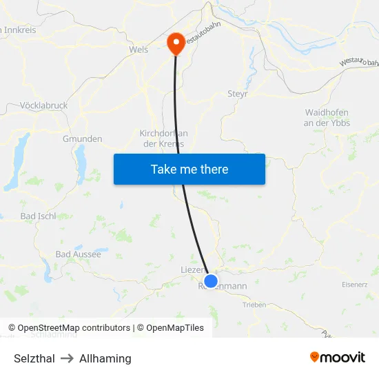Selzthal to Allhaming map