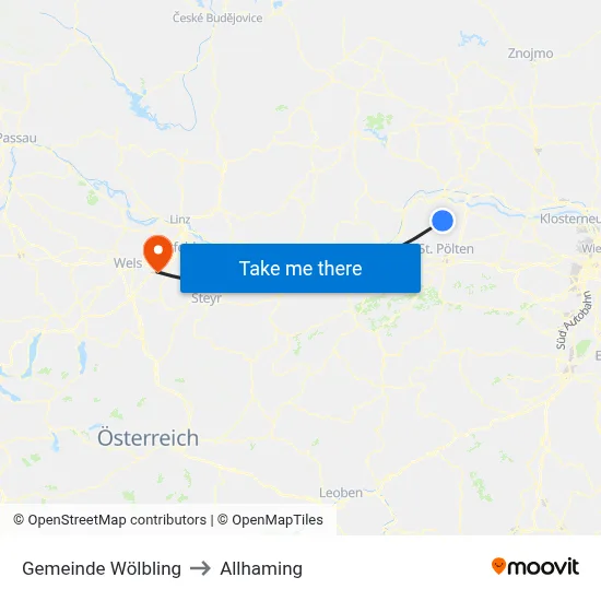 Gemeinde Wölbling to Allhaming map