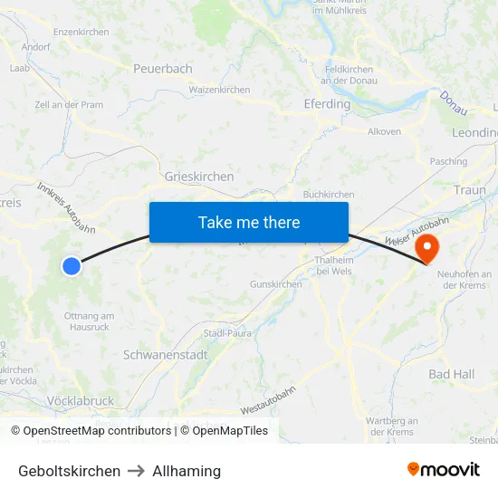 Geboltskirchen to Allhaming map