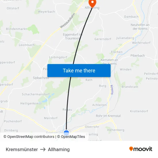 Kremsmünster to Allhaming map