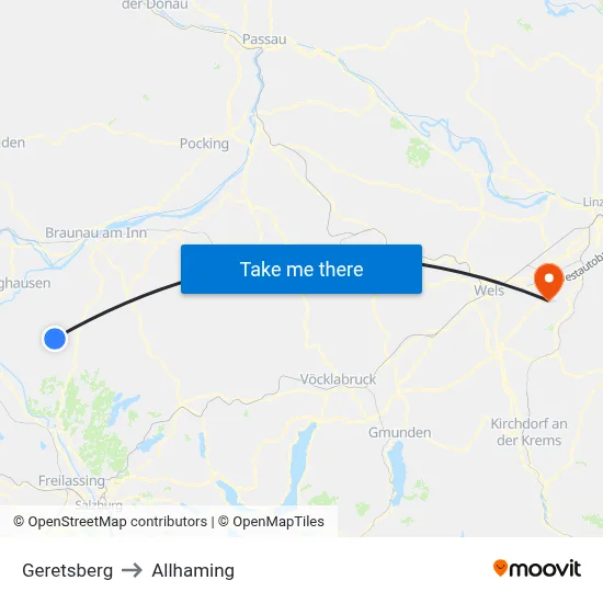Geretsberg to Allhaming map
