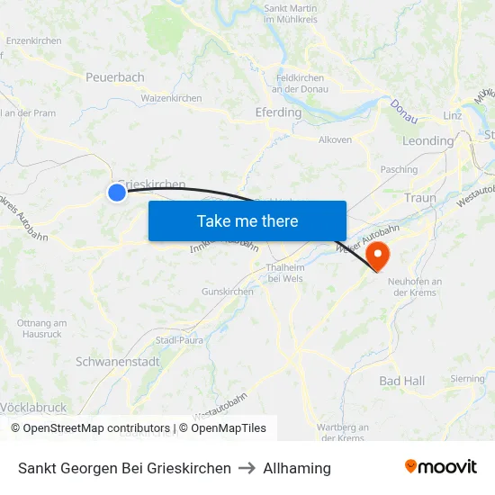 Sankt Georgen Bei Grieskirchen to Allhaming map