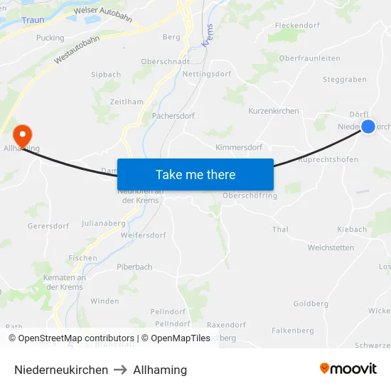 Niederneukirchen to Allhaming map