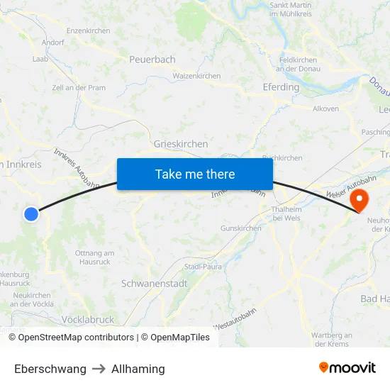 Eberschwang to Allhaming map