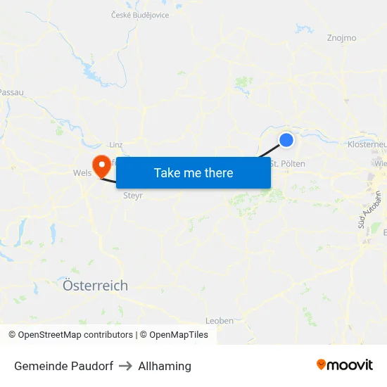 Gemeinde Paudorf to Allhaming map