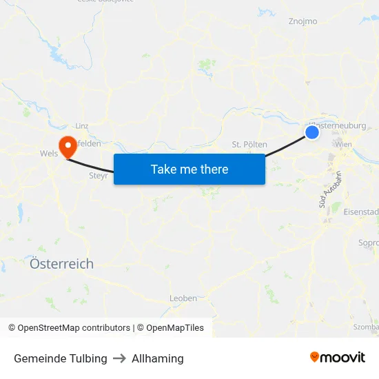 Gemeinde Tulbing to Allhaming map