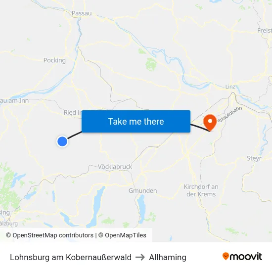 Lohnsburg am Kobernaußerwald to Allhaming map