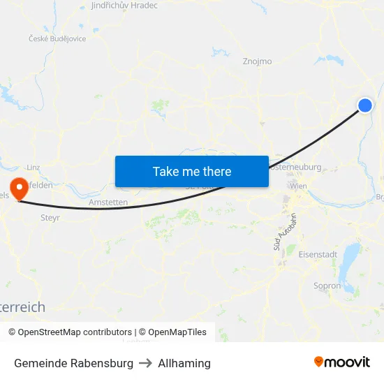 Gemeinde Rabensburg to Allhaming map