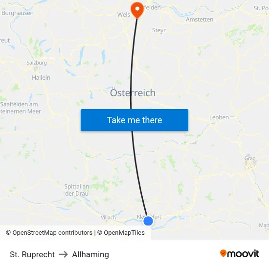 St. Ruprecht to Allhaming map