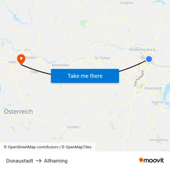 Donaustadt to Allhaming map