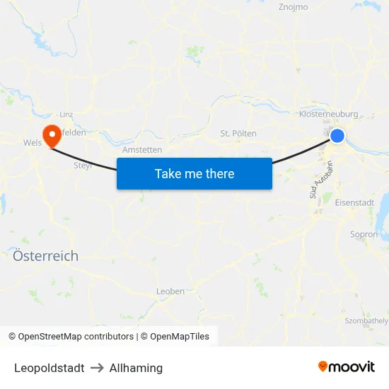 Leopoldstadt to Allhaming map