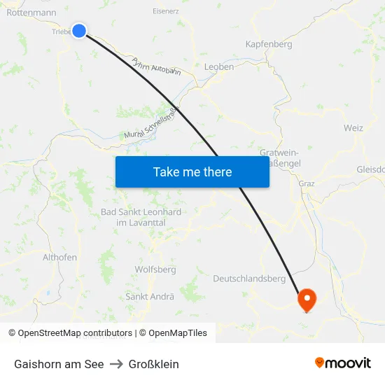 Gaishorn am See to Großklein map