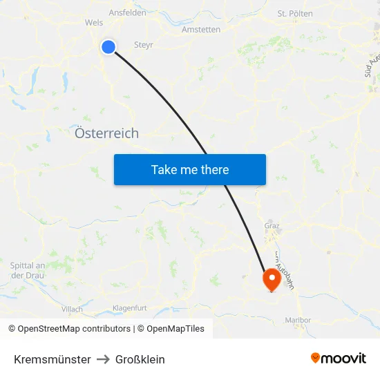 Kremsmünster to Großklein map