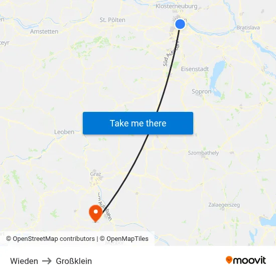 Wieden to Großklein map