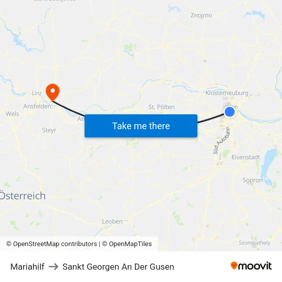 Mariahilf to Sankt Georgen An Der Gusen map