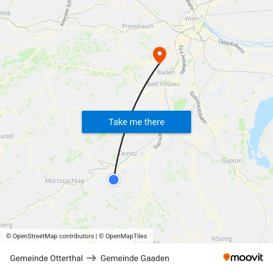 Gemeinde Otterthal to Gemeinde Gaaden map