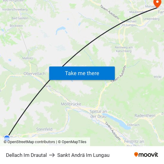 Dellach Im Drautal to Sankt Andrä Im Lungau map